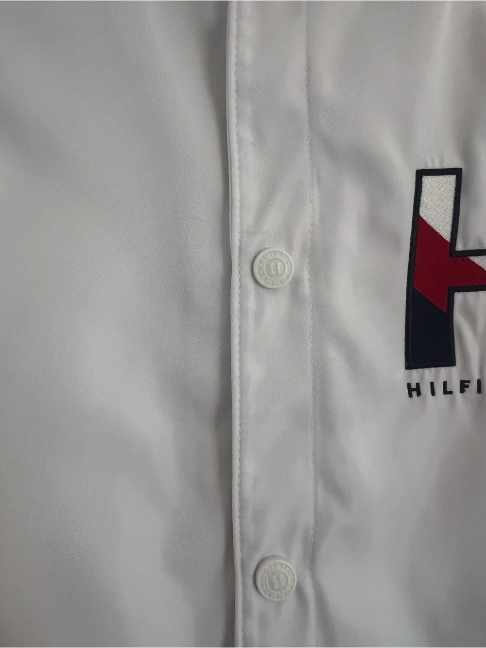 Tommy Hilfiger Kids Bomber Jacket Size S 8/10 White Varsity Detachable Hood